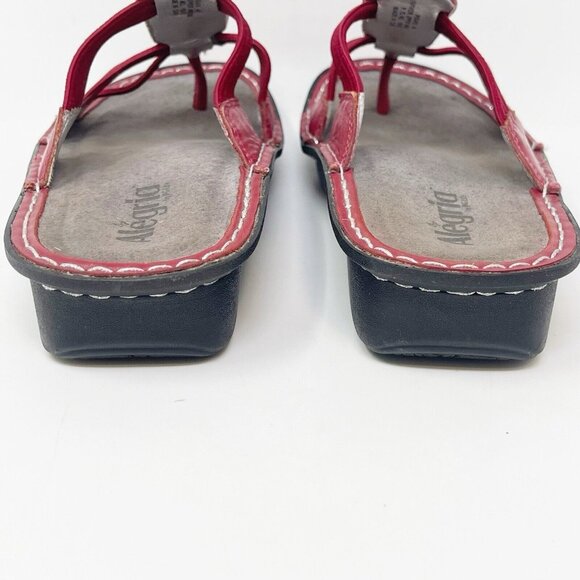 Alegria PIS-615 Red Leather Seashell Embellished Slip On Comfort Sandals Size 40 - Picture 6 of 9